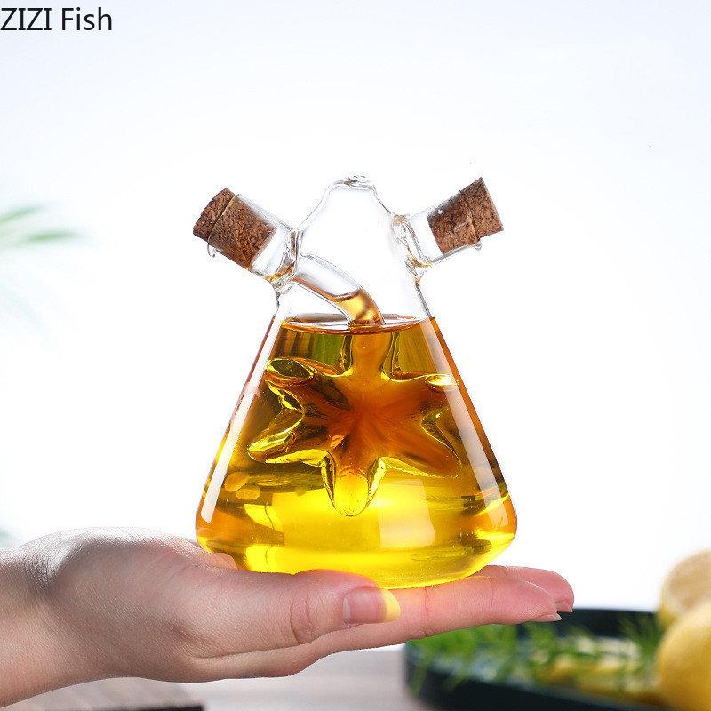 2-in-1 Double Layer Bottle Sauce Oil Vinegar Glass Bottle Condiment Seasoning Sealed Kitchen Storage Bottles Jars Kitchen Tools