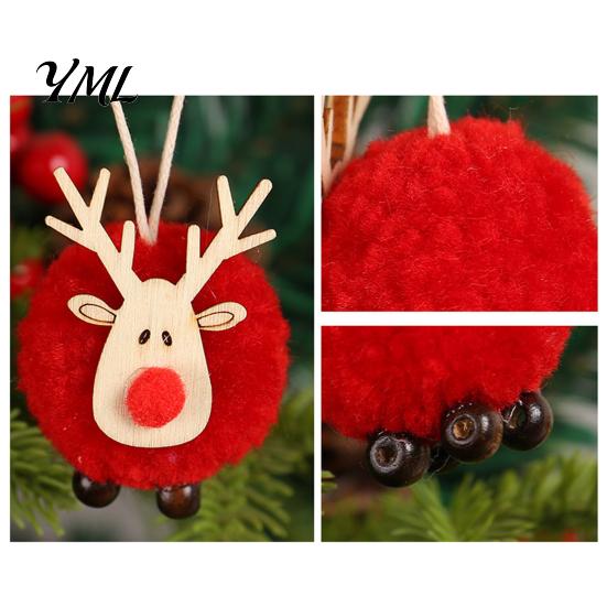 Winter Wonderland Party Supplies Christmas Felt Elk Hanging Ornaments, Cute Fuzzy Pom Reindeer Unique Ornaments for Door Handles Pendant, Holiday