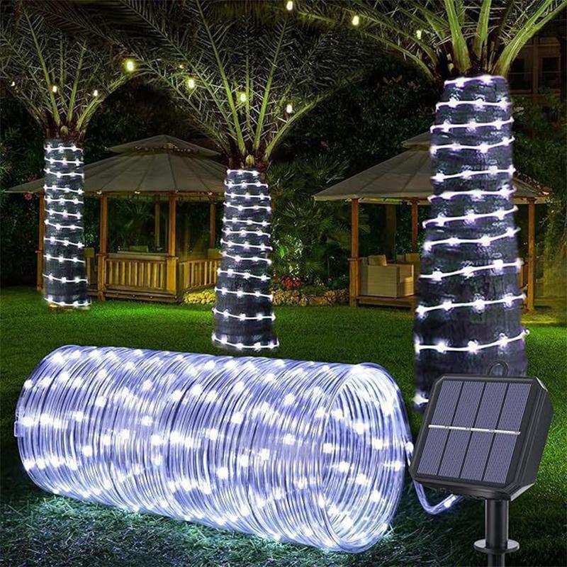 7/12/22m LED Solar Light String Outdoor Waterproof Tri-color Decorative Lamp Garden Courtyard Villa Park Atmosphere Light String