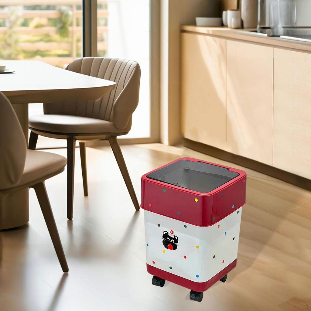Kitchen Trash Can with Wheels Rolling Garbage Bin Wastebasket for Office