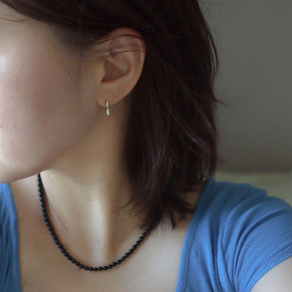 

[ Modern Like ] Silver 925 Onyx Black Necklace 4mm Silver (Silver 925) / Size: 40cm + tail chain 5cm