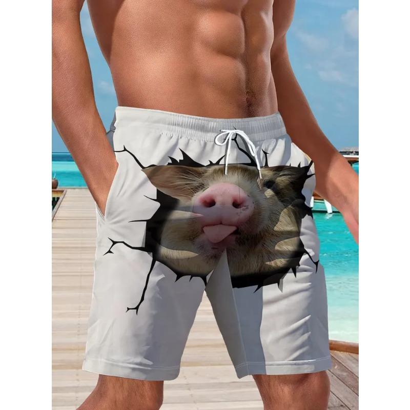 Pantaloncini da Spiaggia Estivi da Uomo Stampati in 3D Moda Versatili Tendenza Traspiranti Casual Stile Vacanza