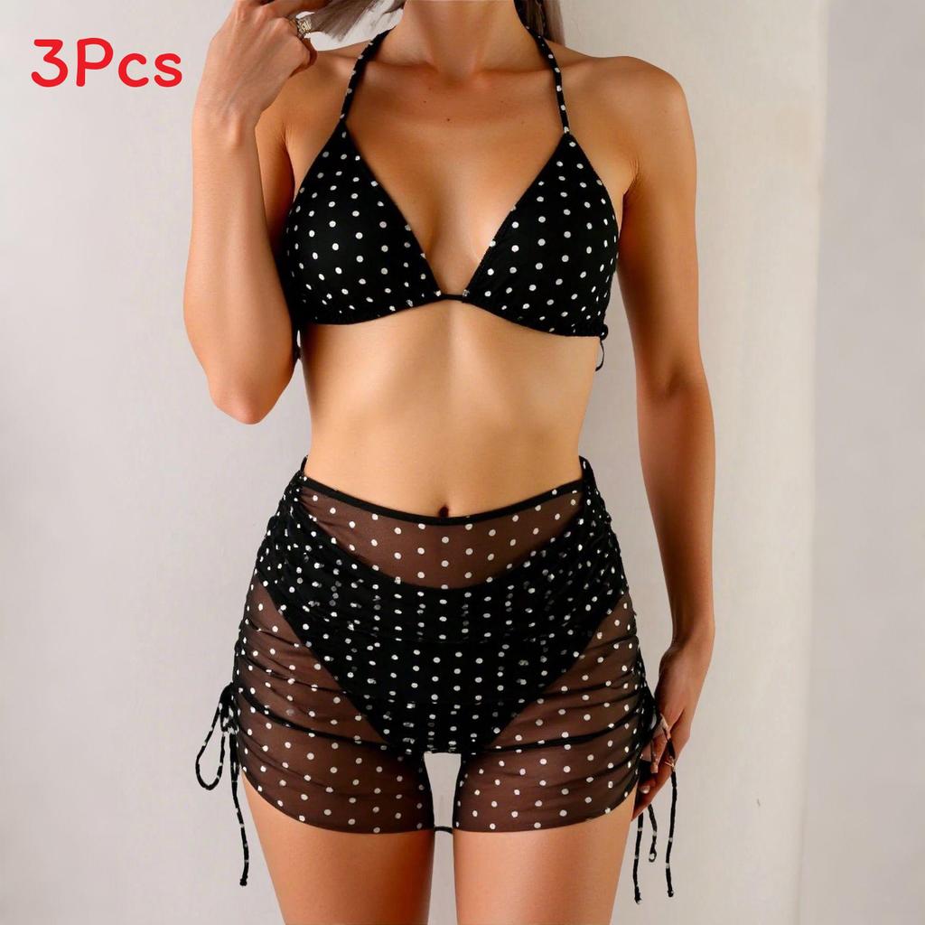 Leopard Print Bikini Set With Polyester Fabric And Padded Hanging Neck For Water Sports