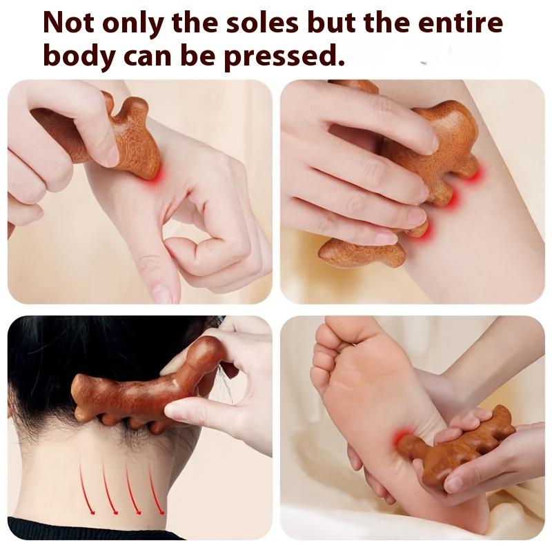 Wood Acupressure Massager Stick with Meridian Portable Foot & Body Trigger Point Massage Tools Gua Sha Tool for Stress Relief