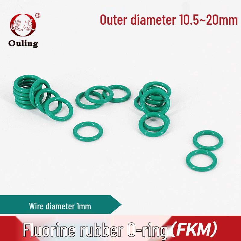Green FKM O-ring, Outer Diameter: 10.5mm to 20mm, 1mm Thickness Outer Diameter 10.5*1mm (10 pcs) Green FKM O-ring
