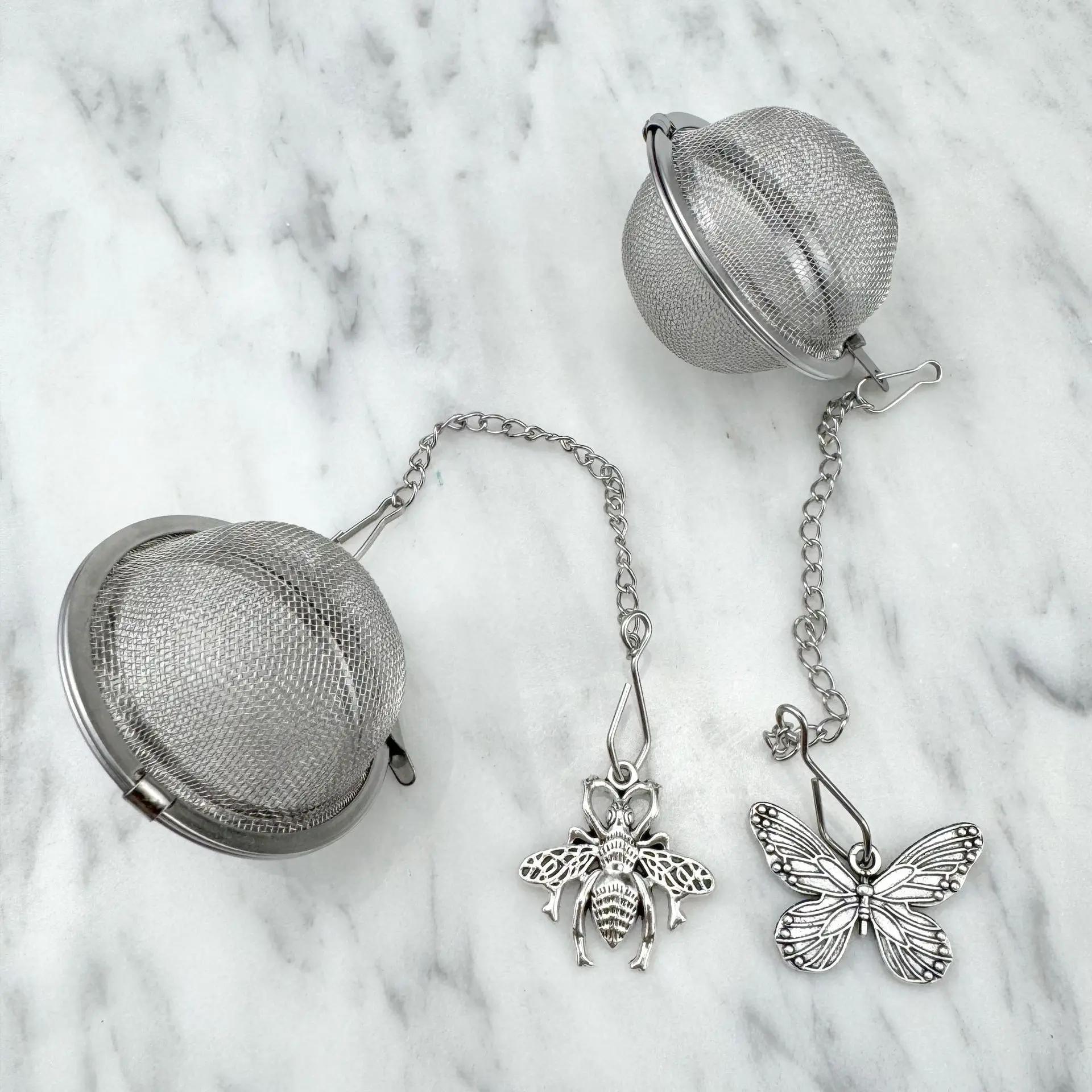

2CS Mini Stainless Steel Tea Infuser Butterfly Bee Chain Tea Filter Creative Mesh Ball Tea Strainer Coffee Herb Spice Diffuser