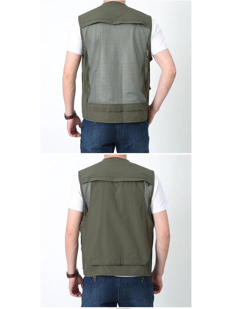 Men's Breathable Summer Mesh Vest with Multiple Pockets for Photography and Fishing