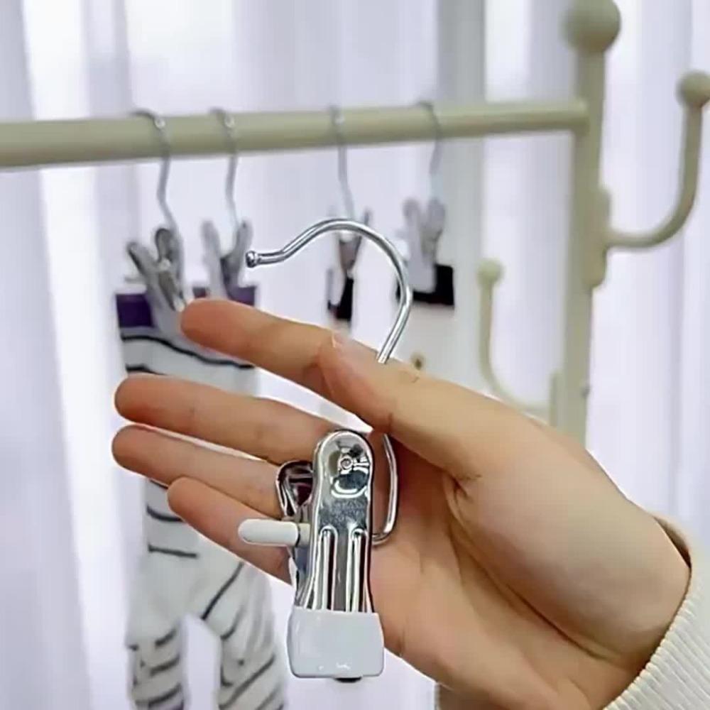 5-pack Three-word Clips Single and Double Glue Multi-function Hook Clips Stainless Steel Pants Clips Household Seamless Storage Metal Clothespins