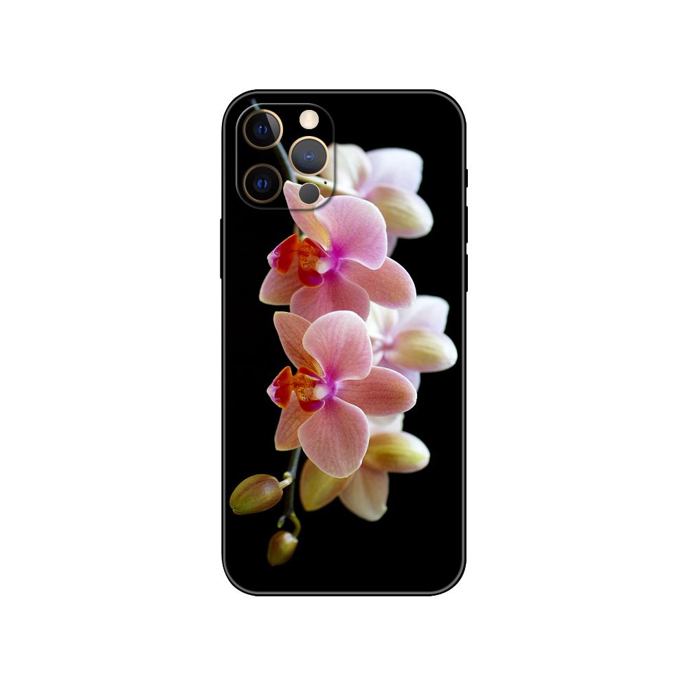 Orchid Flowers Colorful Phone Case for Iphone 5 5s 2020se 6 6s 7 8 Plus X 10 XR XS 11 12 13 Mini Pro MAX Black Tpu Back Cover