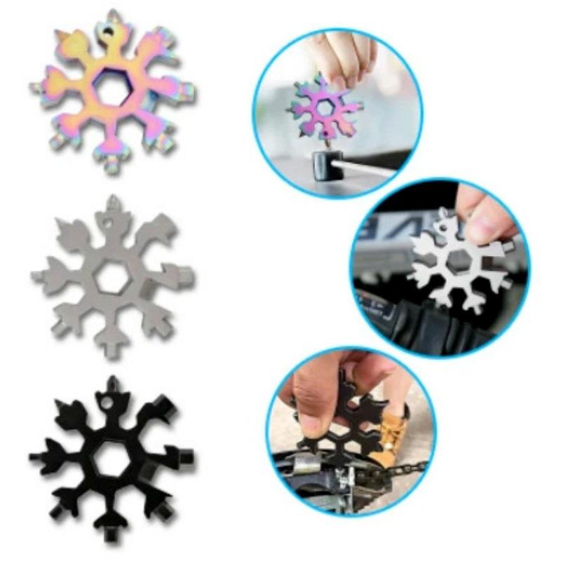 Compact And Durable 18 In 1 Snowflake Multi Tool With Convenient Key Chain Attachment