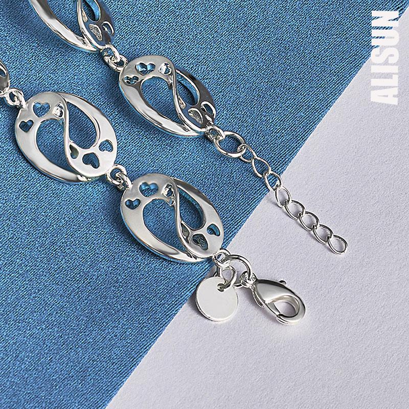 925 Sterling Silver Heart Bracelet Fashionable Wedding Jewelry