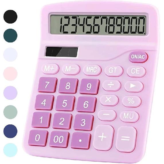 Office Desk Calculator - Dual Power Simple Financial Calculator with Big Button Large Display for Office, Home & School (Black)