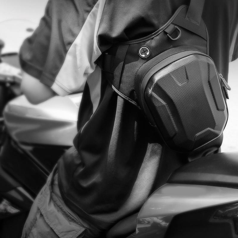 Upgrades Hard Shell Motorcycle Leg Pack Waist Bag with Adjustable Strait for Riding Comfort & Waterproof Protection