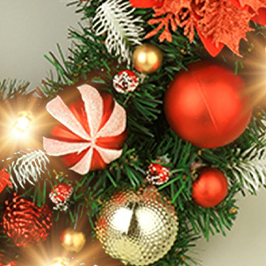 Christmas Door Wreath 16 Inch Ball Flowers Wreath Decoration Artificial Holiday Garland For Fireplace Mantle Porch Window Door