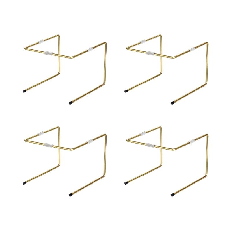 

Набор из 4 металлических держателей для пиццы для устойчивой подачи и нарезки, подставки для хранения противней для пиццы, для использования в духовке и на столешнице золотой