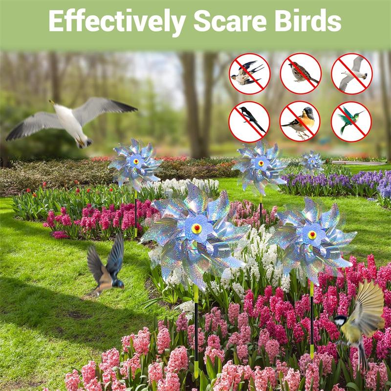 1/10X Bird Repellent Reflective Windmill Anti Bird Wind Spinner for Garden Orchard