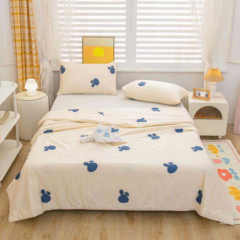 Botanical Leaves Summer Quilt Modern Simple 100% Cotton Air Conditioning Quilted Quilt Home Sofa Travel Camping Thin Blanket