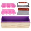 DIY Silicone Hand Made Soap Mold Set Wood Box Wavy Straight Cutter Molds Heat Shrinkage Film