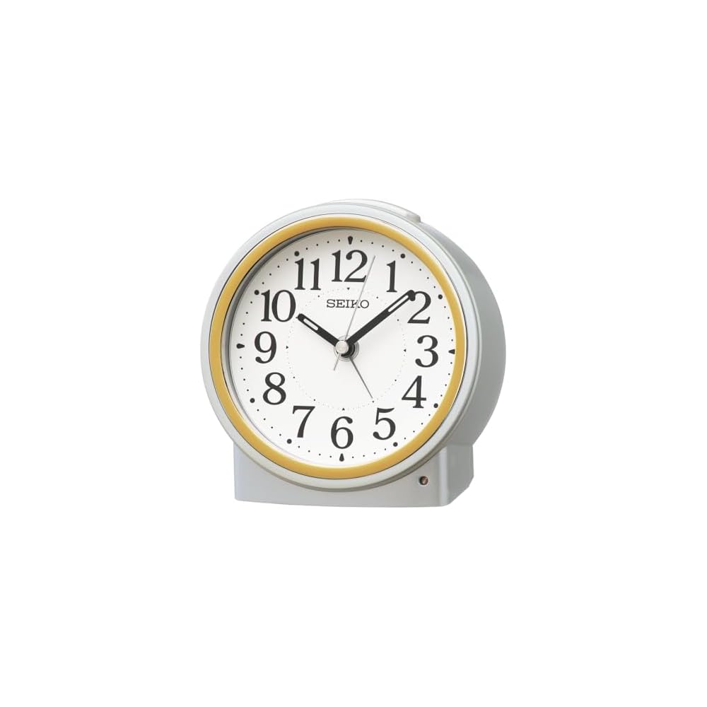 Seiko Clock Alarm Clock, Table Clock, Automatic Illumination, Analog, Visible at Night, Silver Metallic, 116 x 115 x 81 mm, KR518S