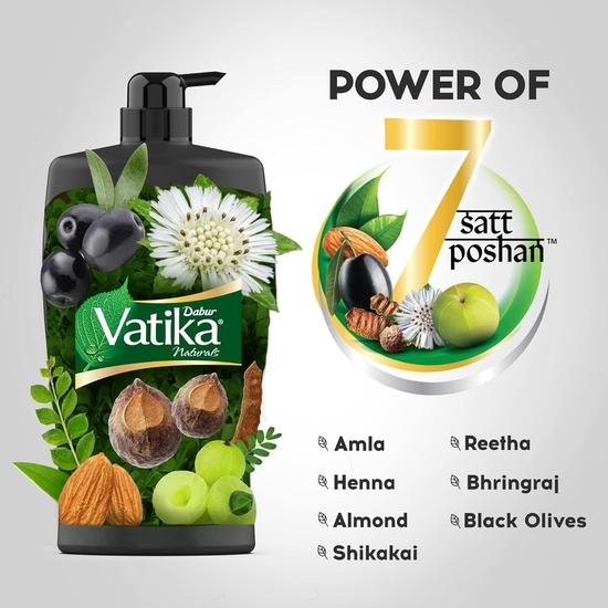 Shampoing Dabur Vatika Long & Black - 1 L | Avec Amla et Bhringhraj | Pour des cheveux brillants, longs et noirs | Sans parabènes ajoutés | Offre un nettoyage en douceur