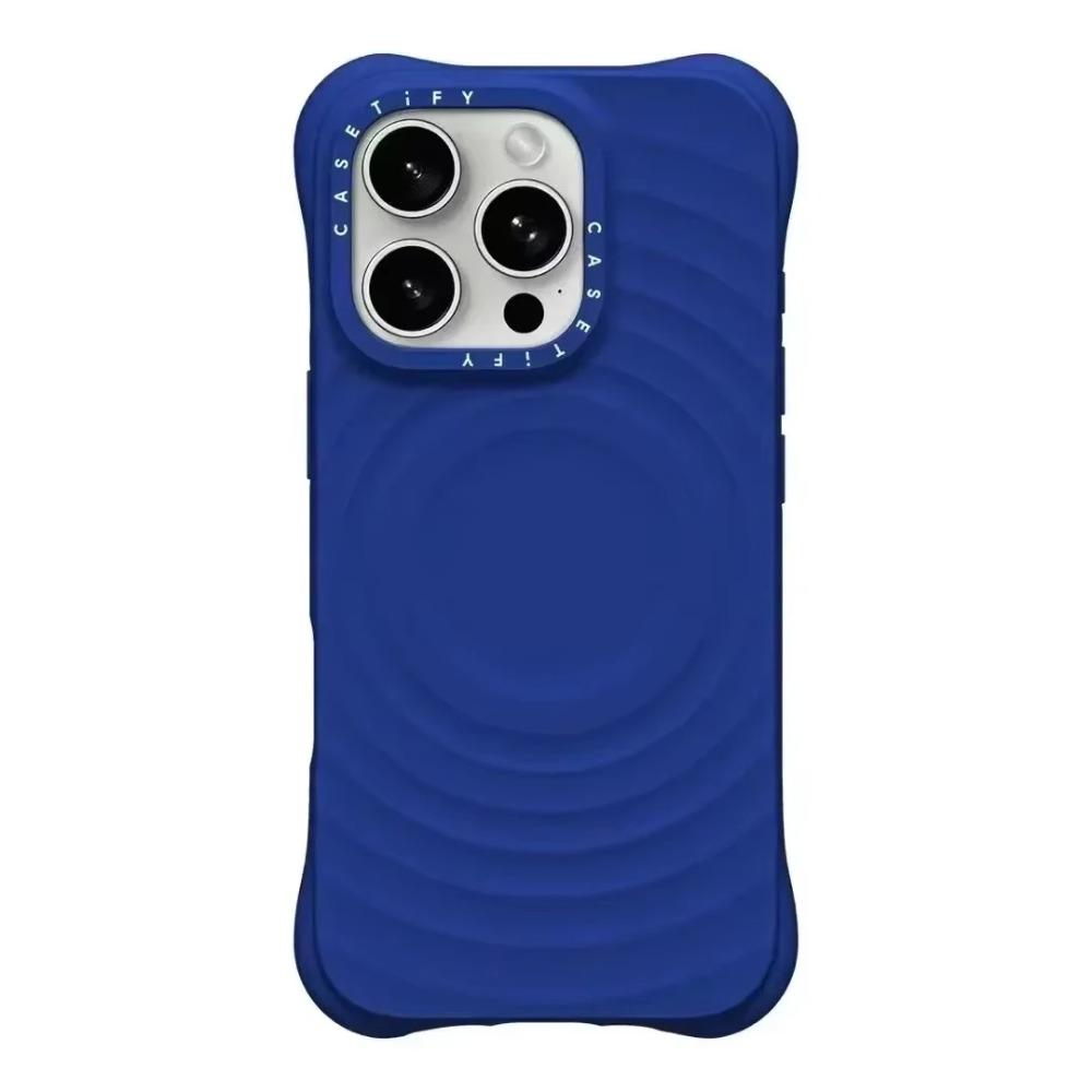 Stile INS Onde Silicone Lettere Incise Per Custodia Telefono Magsafe Per iPhone 17 Pro Max Pulsante Foto Protezione Quattro Angoli Anti-caduta Custodia Protettiva