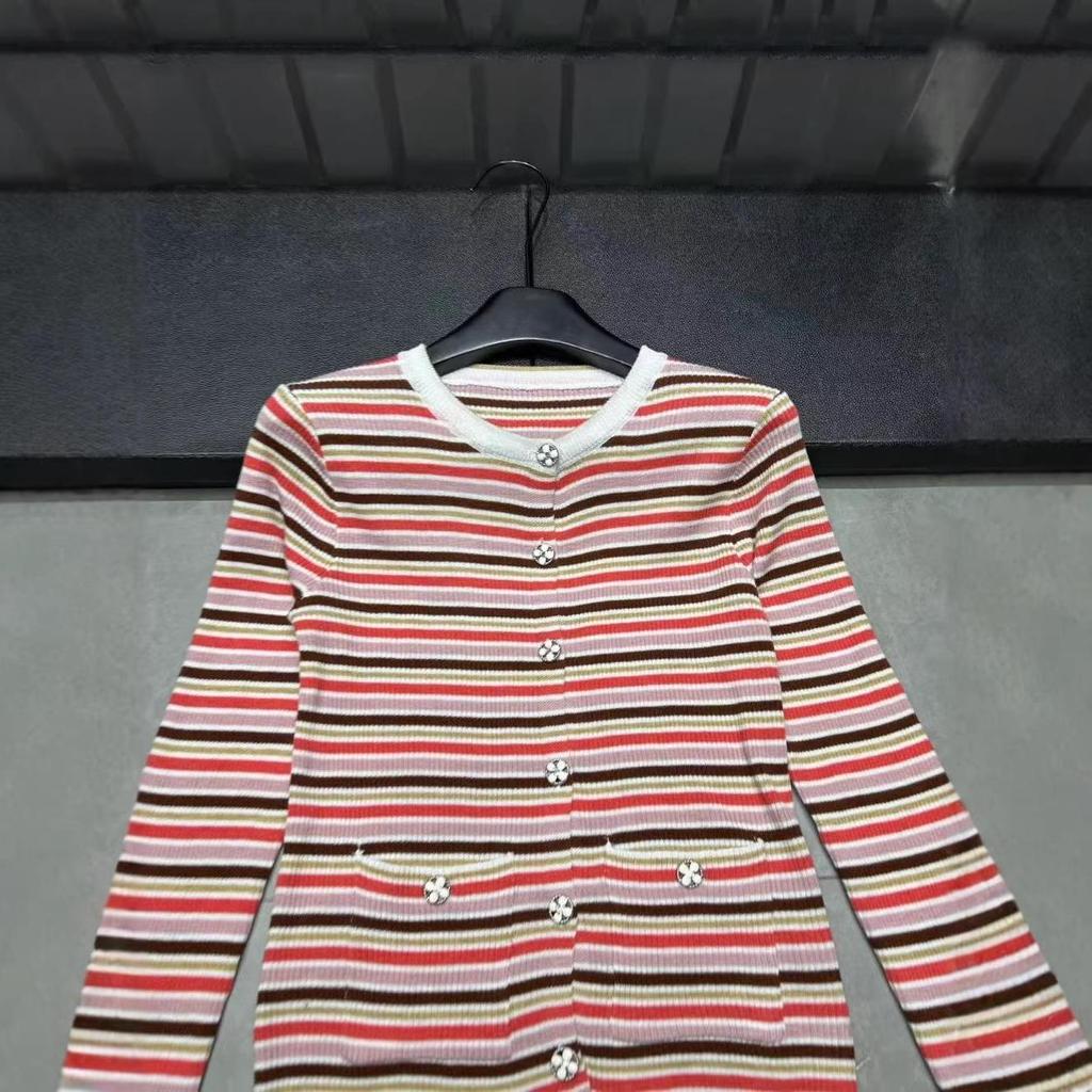 2026 Spring Floral Striped Knit Cardigan - Slimming, Versatile European Style