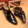 italian  designer monk shoes for men fashion genuine leather pointed toe shoe punk rock high heels loafers trendy footwear