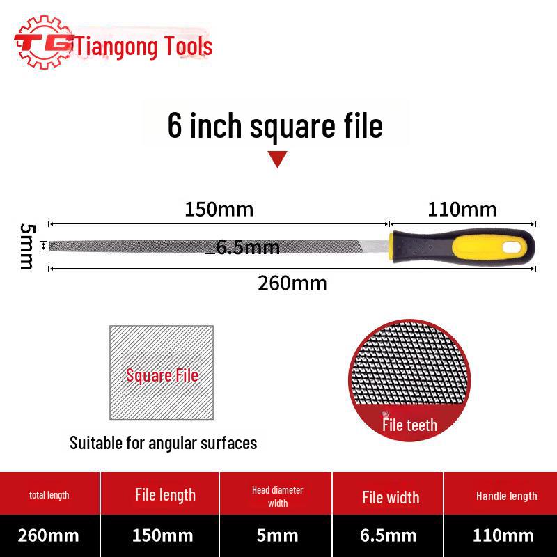 Tiangong High Carbon Steel Woodworking File Set: Triangular, Poking Knife, Round File for Benchwork and Grinding.