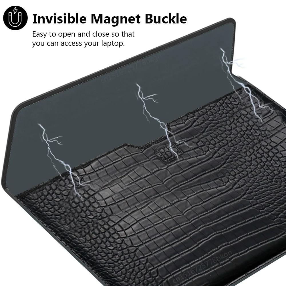 Krokodilleder Klapptasche Tasche Laptop Hülle für Macbook Air 13 14 15 16 Zoll M5 M4 M3 M2 Chip Mac Book Pro Hülle Zubehör