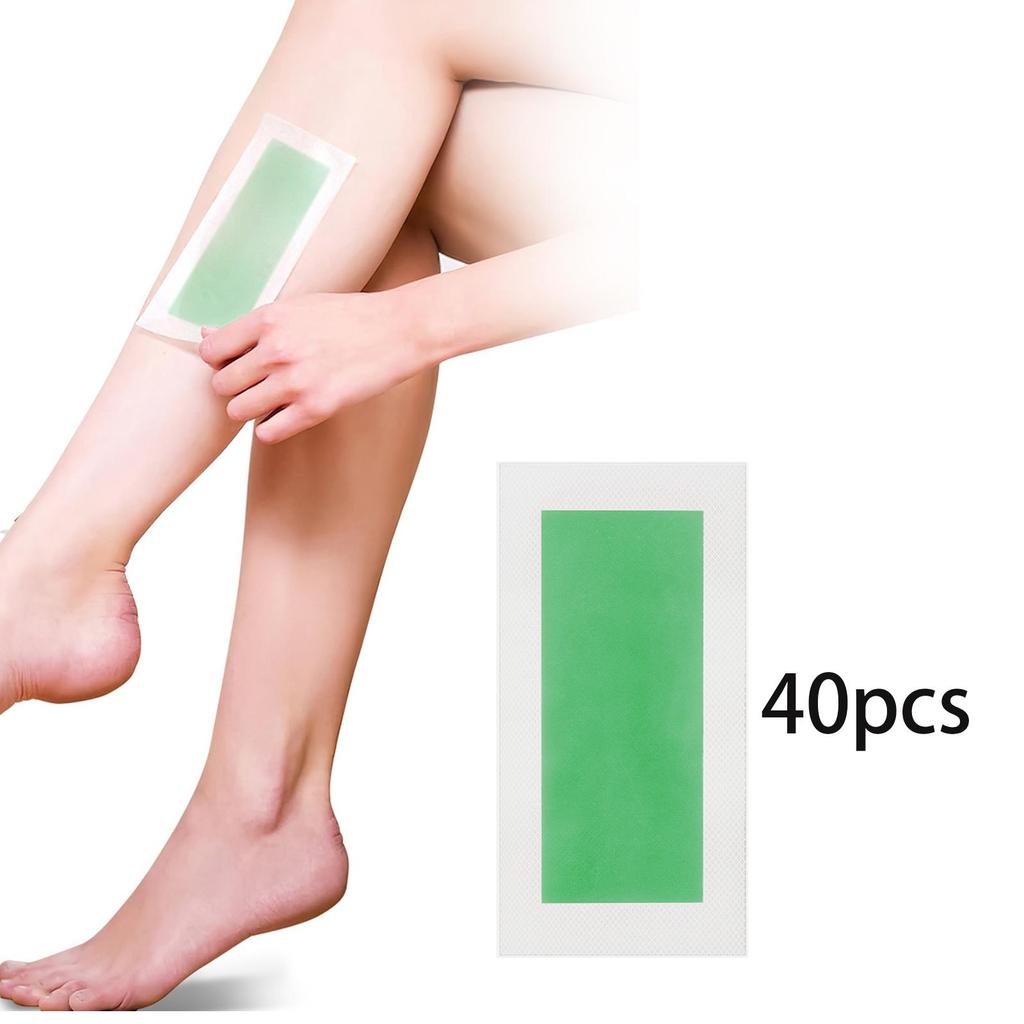 40x Hair Removal Wax Strips Double Sided Waxing Paper Removal Strips Home Waxing Set for Body Lip Eyebrow Underarm Face Bikini