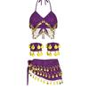 Indian Dance Costume Set With Swinging Fringe And Shimmering Waist Chain For Belly Dance Shows