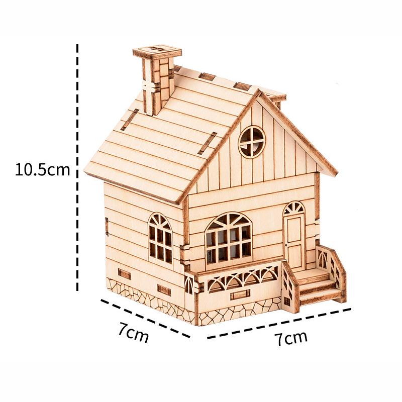 Puzzle 3D Trójwymiarowe Puzzle Drewniany Model Puzzle Pozytywka DIY Mały Domek 70mm * 70mm * 105mm