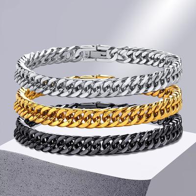 Herren-Armbänder aus Edelstahl mit 8 mm Gliederkette, kubanische Miami-Armbänder für männliche Jungen, Geschenke, Schmuck, Länge 19 cm/20 cm/21 cm