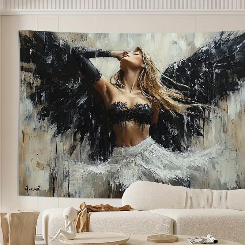 2D Modern Art Fallen Angel Tapestry Cloth Sexy Woman Decor