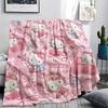 1PC Hello Kitty Pink Print Flannel Blanket, High quality All Seasons, Home Decor, Warmth and Comfort, Perfect for Christmas Gifts