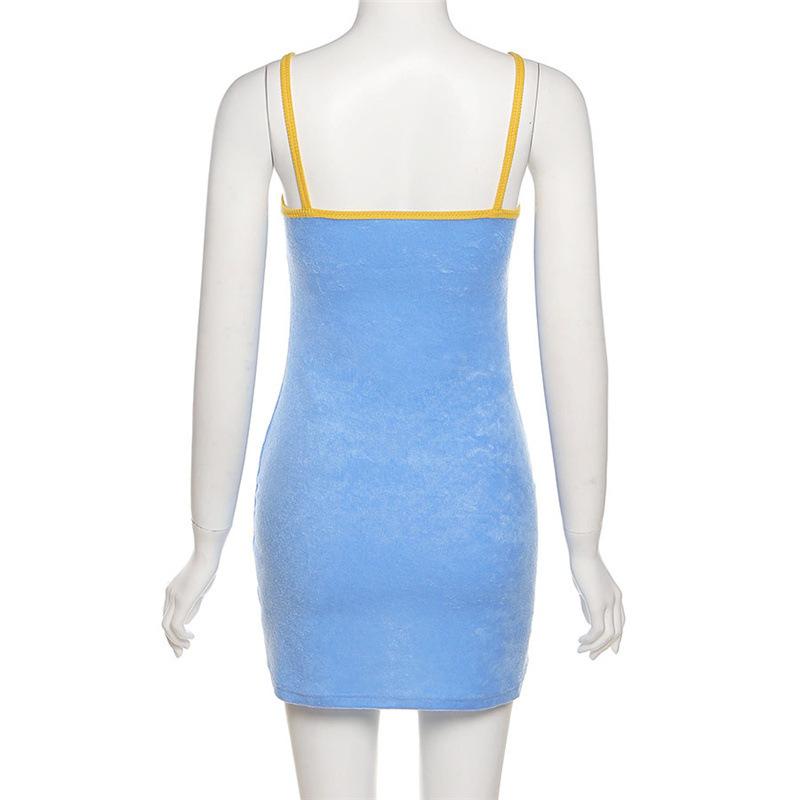 Y2K Evropský a americký módní trend pro ženy, jednobarevný podvazek, jednořadý límec, zavinuté hýždě, úzký střih a odpovídající šaty