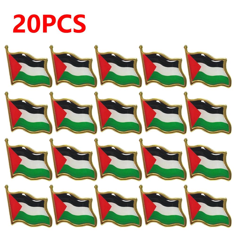 1-30PC Palestine National Flag Pin Country Flag Metal Lapel Pin Palestine Brooch Badges For Clothes Bag Hat Collar Accessories