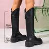 Fashion Platform Knee High Boots Women Autumn Winter High Tube PU Leather Boots Woman Non Slip Chunky Heel Long Botas Mujer 2025
