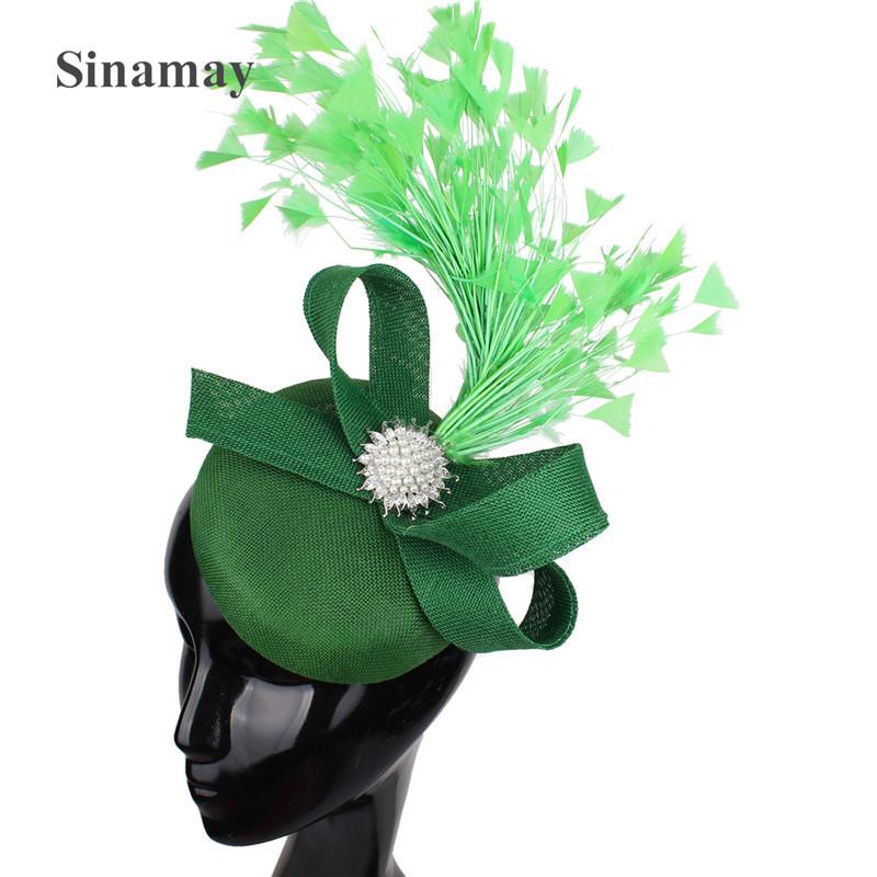 

Retro Exaggerated Orange Top Hat European And American Style Feather Simulation Flower Headdress Headband зелений