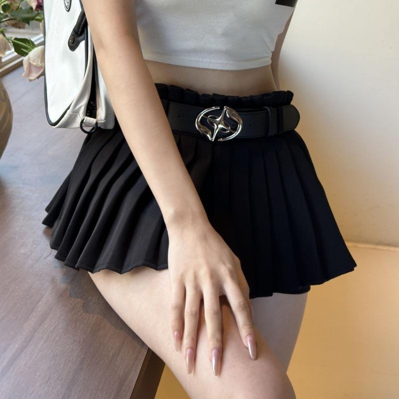 Minimalist Belt Stylish For Young Adults Versatile Black Star Cross Design Perfect For Jeans