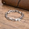 Casual Rectangle Chain Bracelets for Men Boys,Silver Color Stainless Steel Wristband,Punk Anniversary Jewelry Gifts