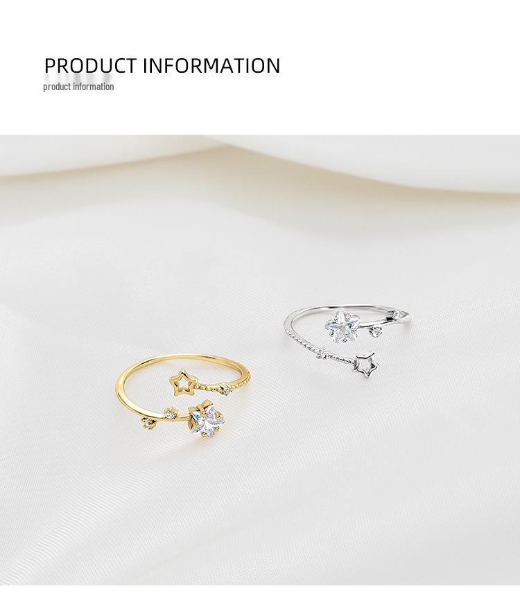 Banyan Baum S925 Silber Stern Zirkon Ring - Damen Luxus Hohles Design