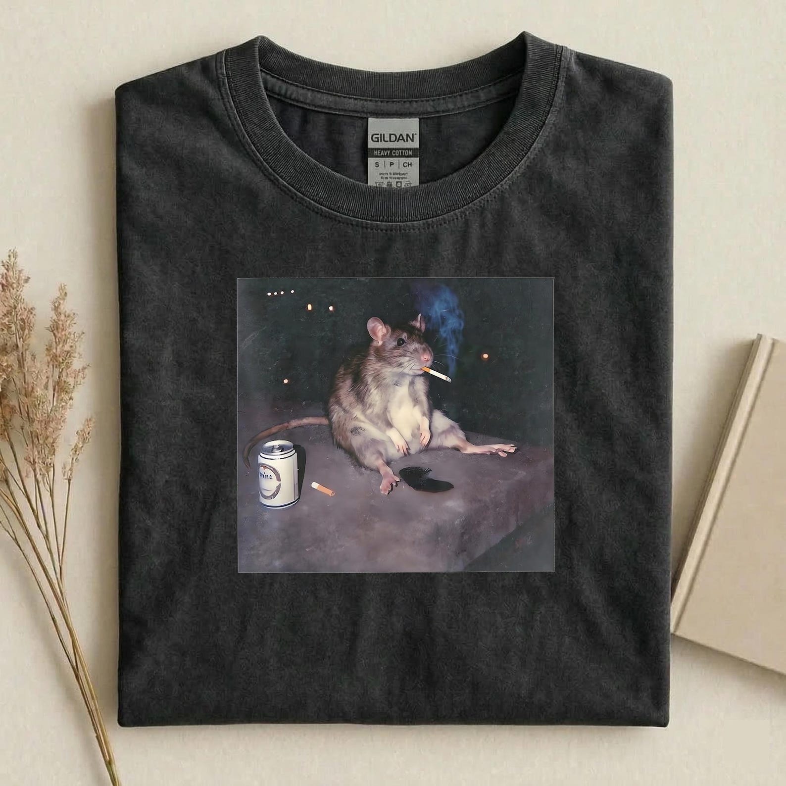 Funny Rat Smoking T-Shirt, Weird Rat Graphic Tee, Dark Humor Animal Shirt, Ironic Meme Shirt, Sarcastic Humor Gift M