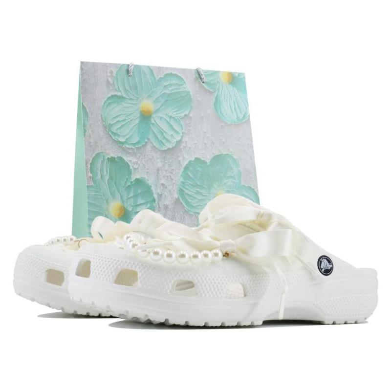 Crocs Classic clog SDS Pearl Girl EVA Dream Style Vintage Strap Sweet Home Casual Beach Hole Shoes Unisex White