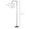 Floor Lamp with Foot Switch, Floor Light with Fabric Shade, Steel, White