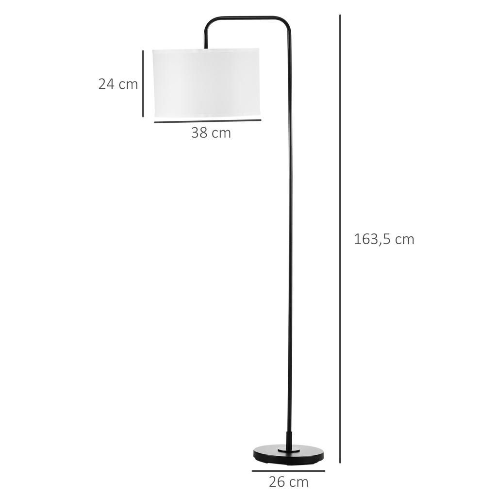Floor Lamp with Foot Switch, Floor Light with Fabric Shade, Steel, White