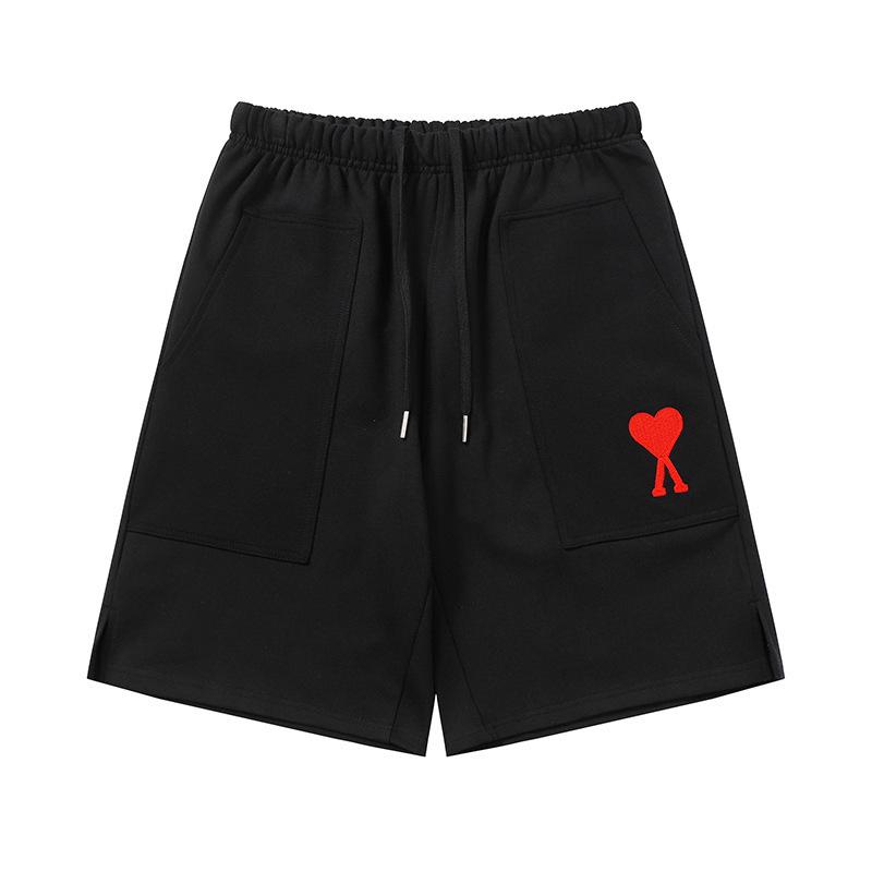 Ami Women's Heart Embroidered Casual Summer Sweatpants - Classic Straight-Leg with Drawstring