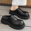 Breathable Half Slipper Men Loafers Men Platform Leather Slippers New Fashion Lazy Boat Shoes Men Breathable Slip On Muller Shoe