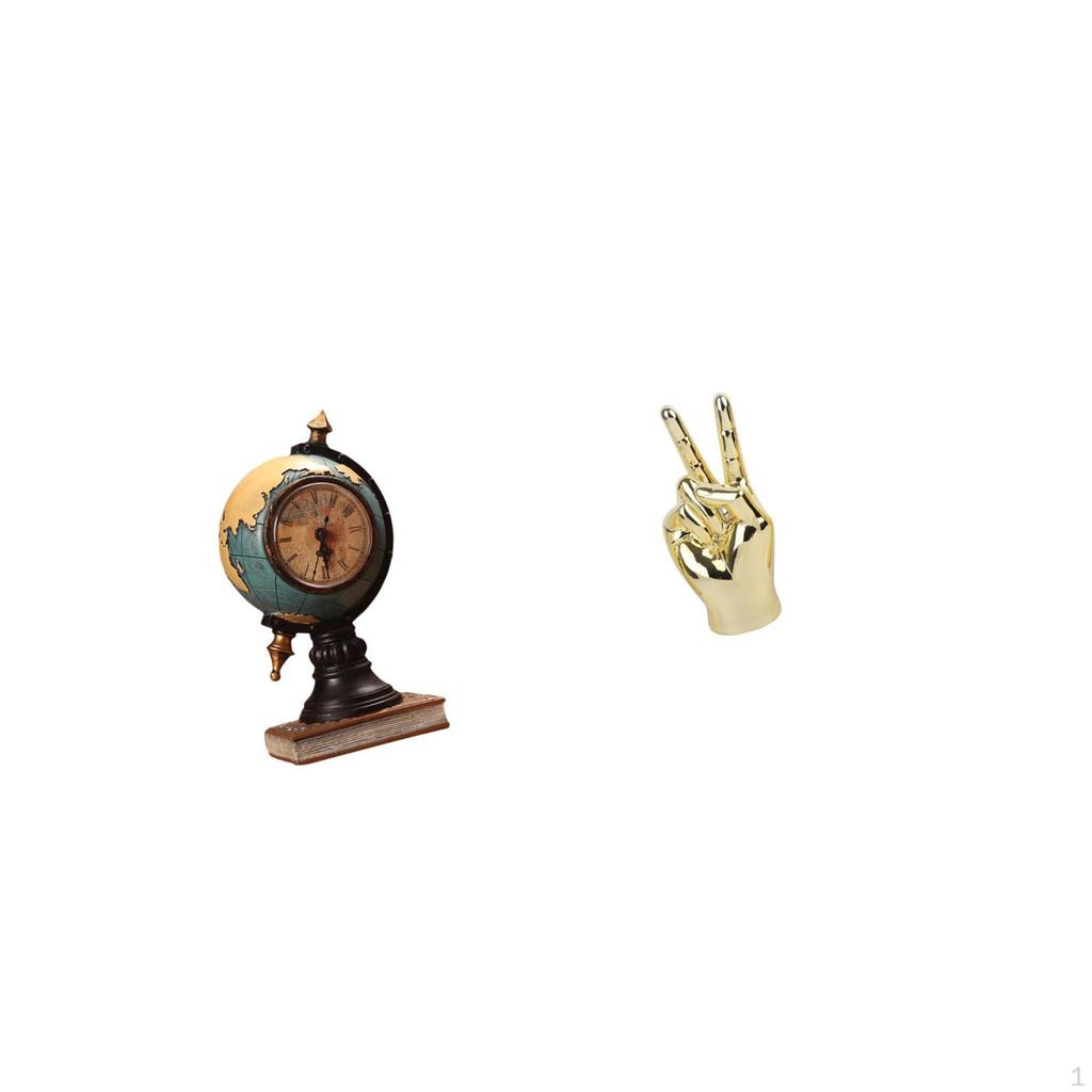 Globus Figur Moderne Statue Tischuhr mit Hand Finger Geste Schreibtisch Statuen Finger Skulptur