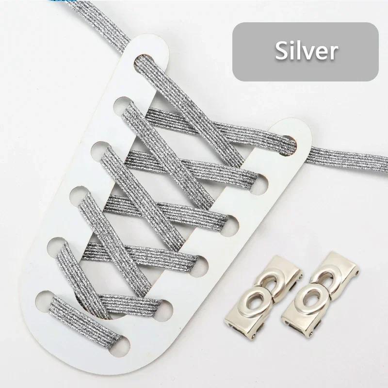 NEW Colourful Elastic Laces Sneakers Lock No Tie Shoelaces Kids Adult 8mm Wide Flat Shoelace Without Ties Shoes Accessories